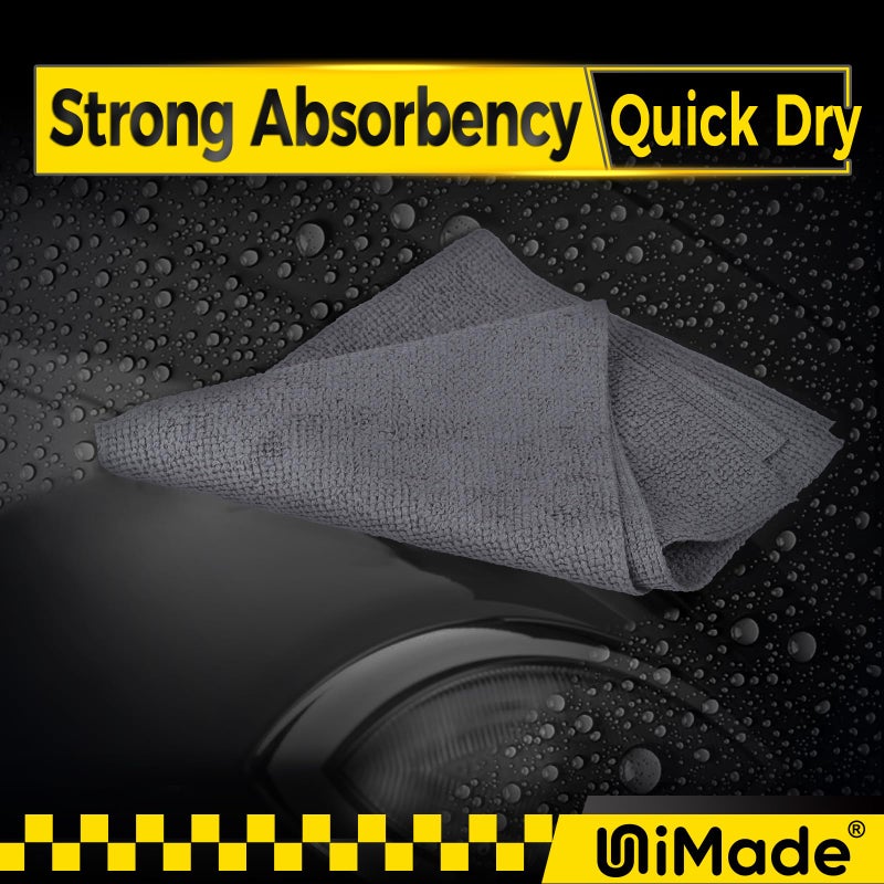 UNIMADE Microfiber Cleaning Cloth, 100 Pack Microfiber Towels for Cars Commercial Grade Work Rags Bulk Detailing Cloth for Automotive Bar Mechanic Restaurant Garage Housekeeping, 11.5""x 11.5"", Grey - Image 5
